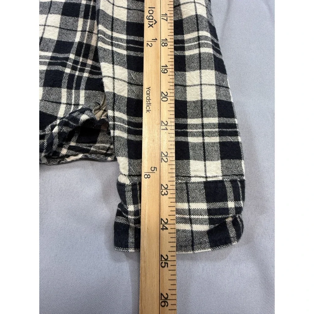 J Crew Shirt Mens Medium Blue White Plaid Flannel Workshirt Button Up Cotton‎